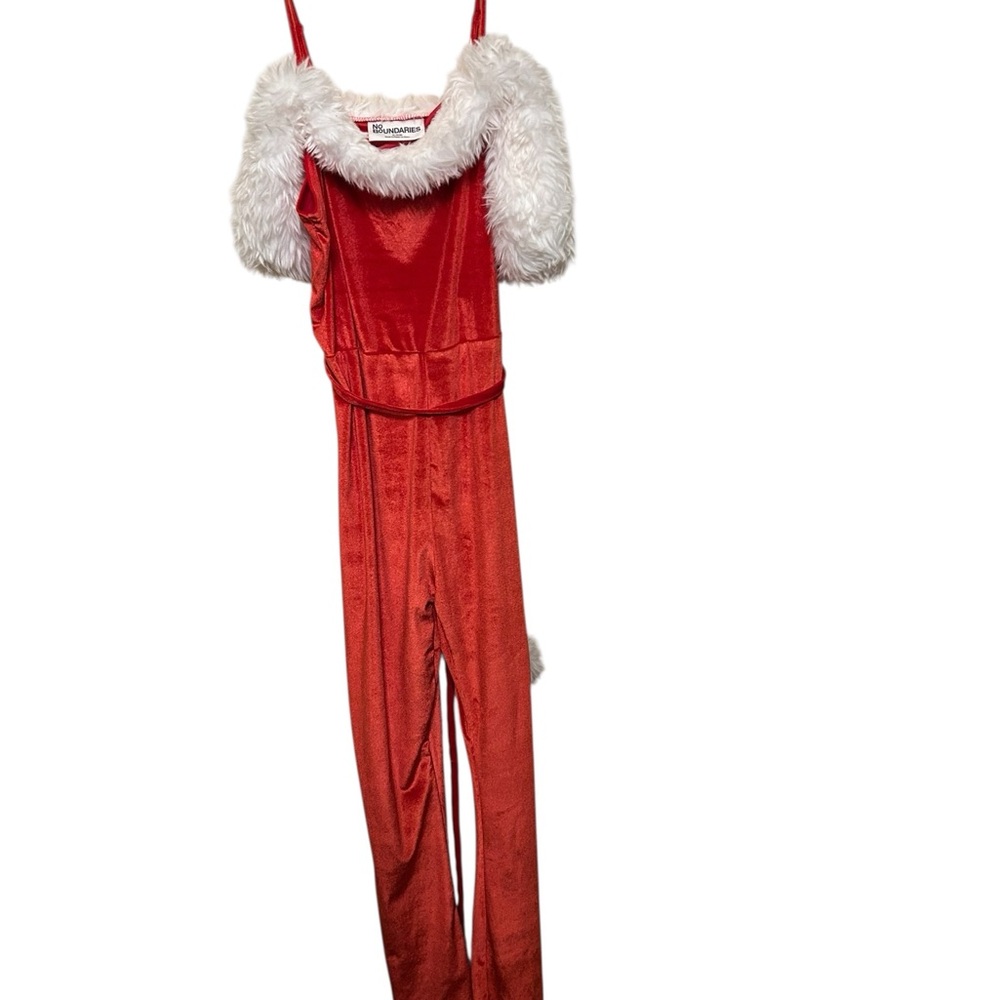 No Boundaries Red Outfit with White Fur Detail sz 16